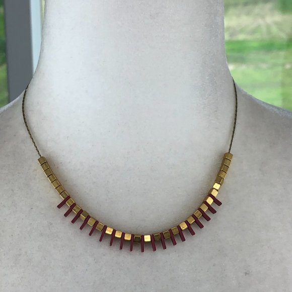 Madewell Geometric Gold Tone Adjustable Statement Necklace Festival Glamcore - Picture 3 of 8